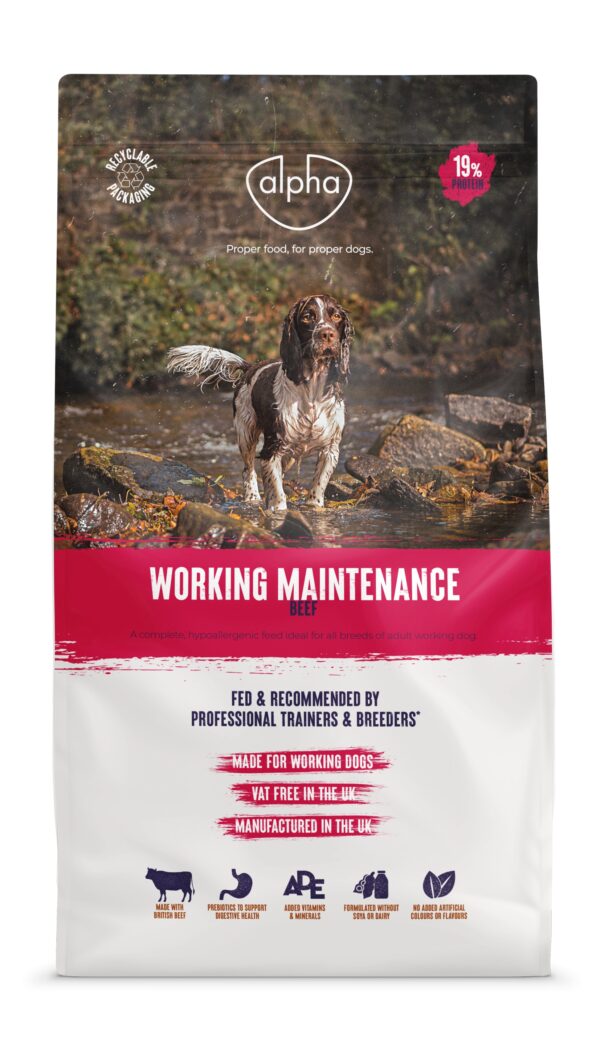 Alpha Adult Maintenance Working Dog Food – Beef 15kg