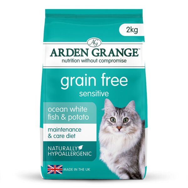 Arden Grange Adult Cat Sensitive – Ocean White Fish & Potato 2kg